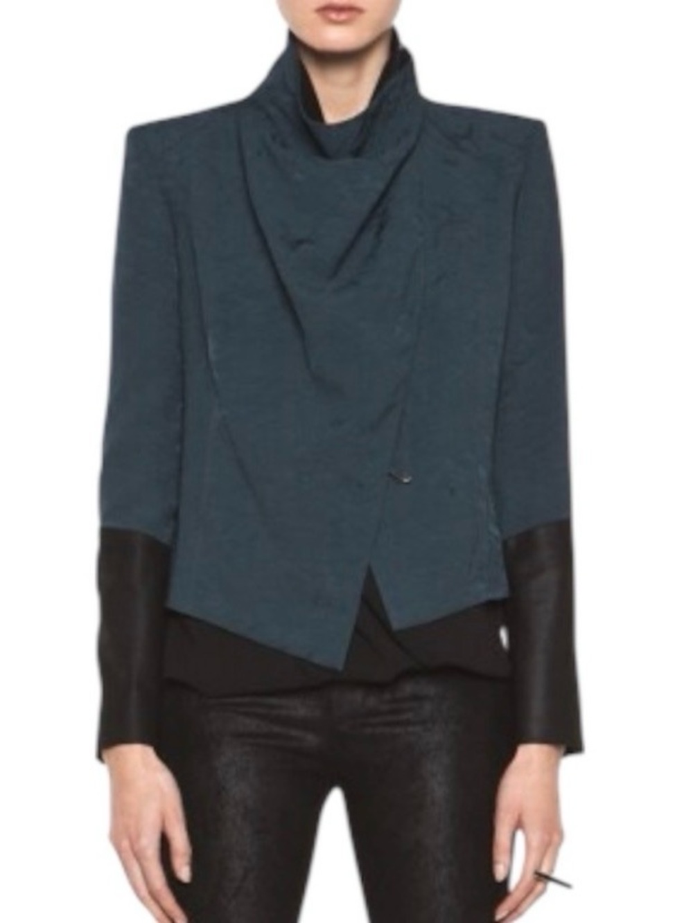 HELMUT LANG Perma Jacquard Sleeve Combo Jacket Two-Tone Draped Blazer Size 0 - Picture 4 of 14